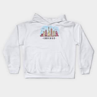 Chicago Watercolor Skyline Kids Hoodie